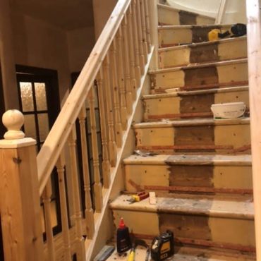 Adhesive and underlay stripped back