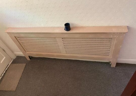 Custom MDF radiator cover with slatted front grille built in Clayhall.