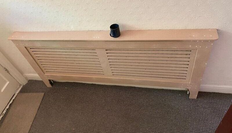 Custom MDF radiator cover with slatted front grille built in Clayhall.